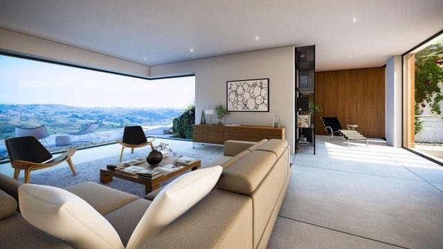 Salón con vistas de la villa de lujo en Mijas