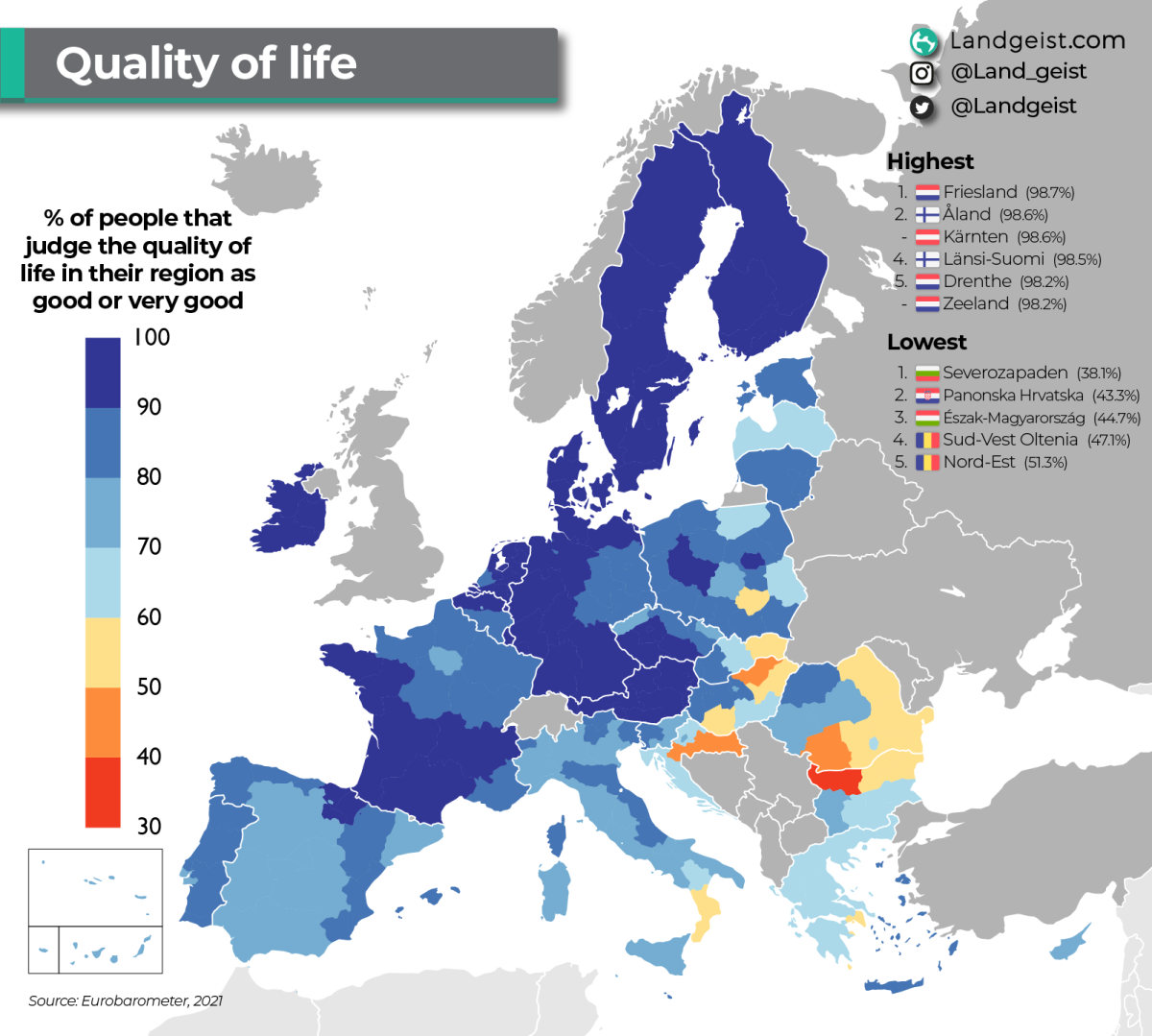 Mapa de la calidad de vida europea