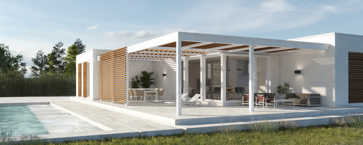 Casa prefabricada de un solo nivel moderna
