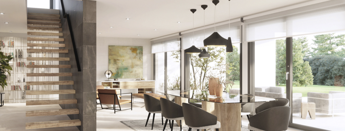 Interior de una casa prefabricada bonita