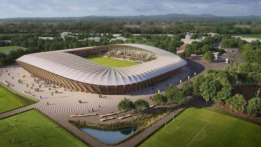 El primer estadio de fútbol hecho totalmente de madera
