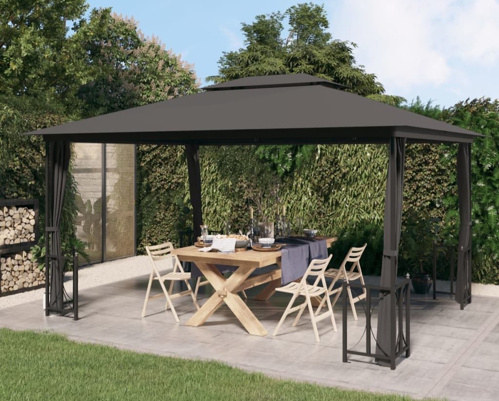 Toldo con cortinas laterales y doble techo - 391,99€