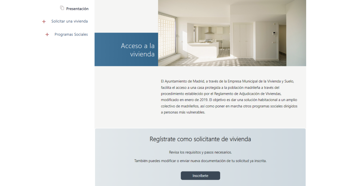 solicitud de vivienda pública por convocatoria de sorteo