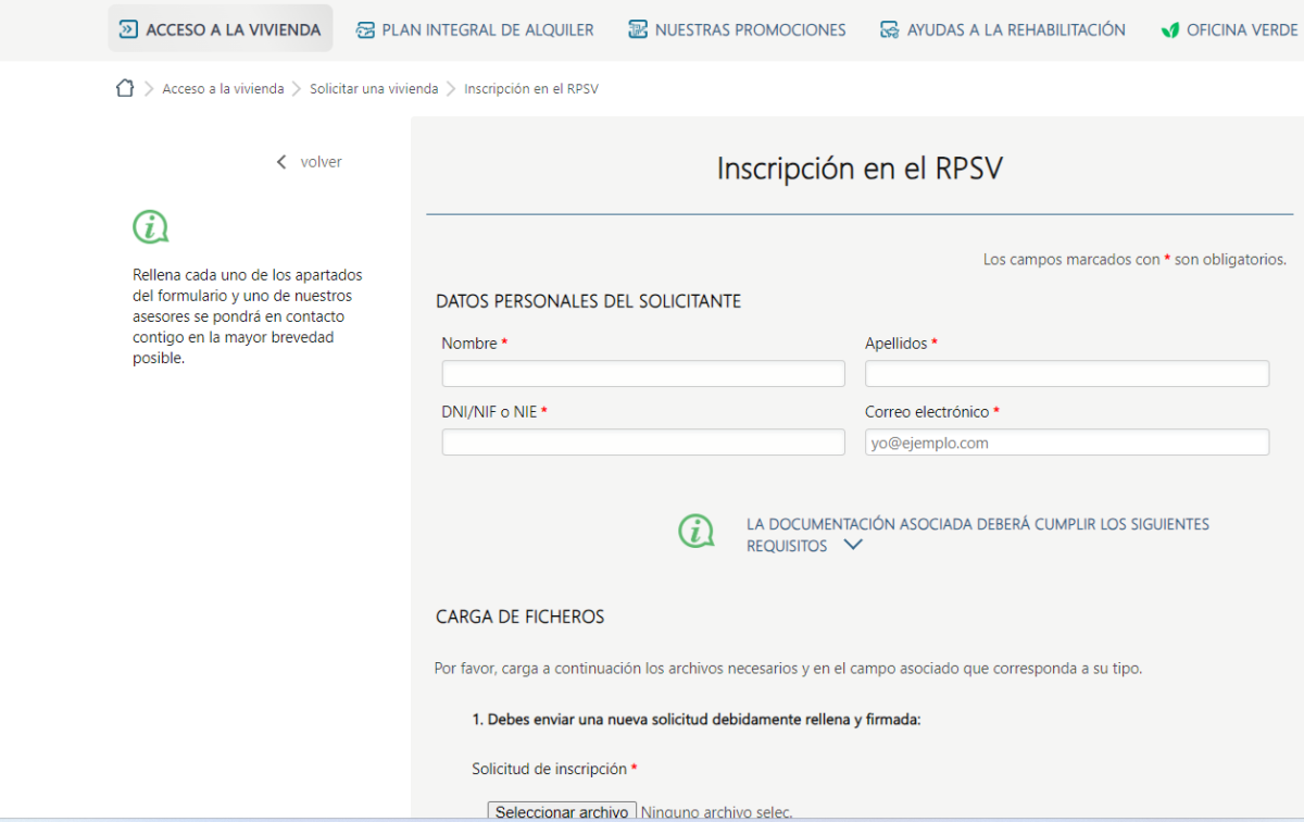 solicitud de vivienda social