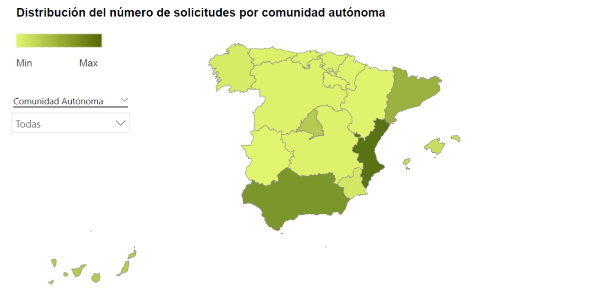Mapa de solicitudes de hipotecas por parte de extranjeros