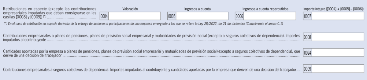 Retribuciones en especie Renta 2024 irpf