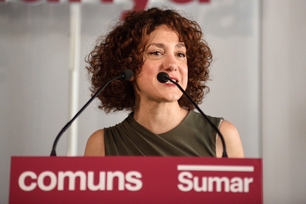 La portavoz de En Comú Podem en el Congreso, Aina Vidal, interviene durante un mitin de los Comuns, en el Palau de Congressos, a 5 de mayo de 2024, en Tarragona, Catalunya (España). 