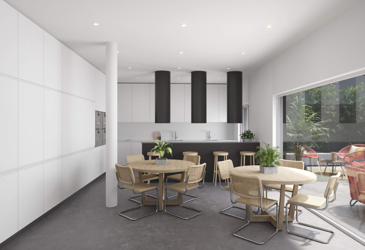 Cocina del edificio de coliving Arroyo