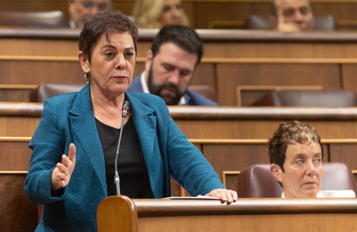 La portavoz de EH Bildu en el Congreso, Mertxe Aizpurua, interviene durante una sesión de control al Gobierno, en el Congreso de los Diputados, a 19 de junio de 2024, en Madrid (España). 