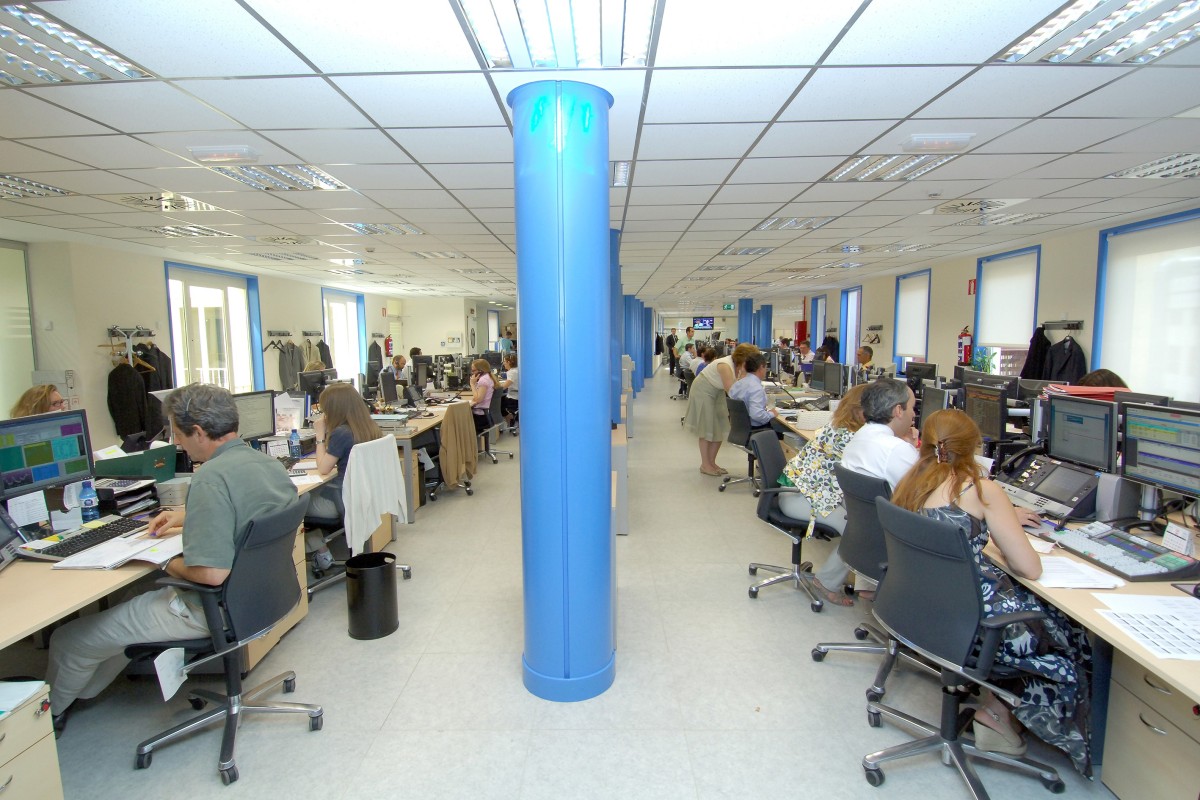 Archivo - Gente trabajando en una oficina