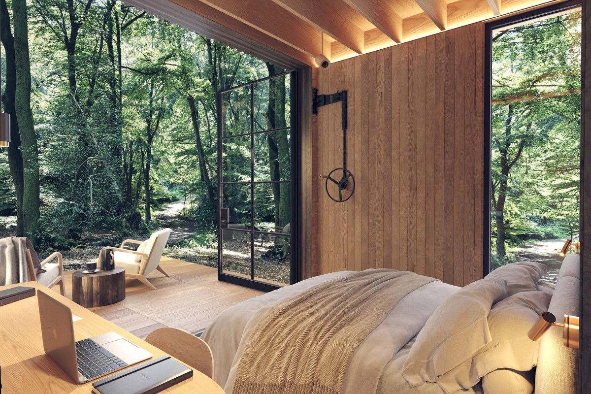 Las cabinas están construidas con materiales biodegradables o reciclables y diseñadas para ser desmontadas.