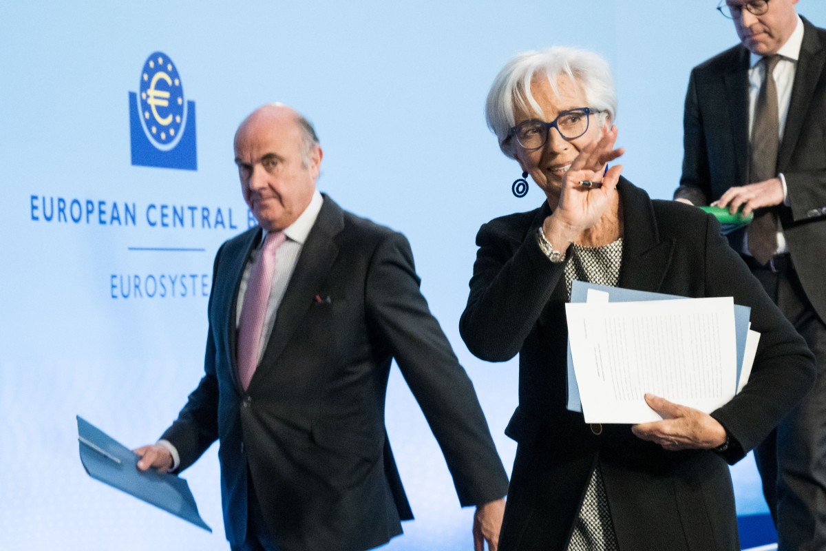 Luis de Guindos, vicepresidente del BCE, y Christine Lagarde, presidenta del BCE