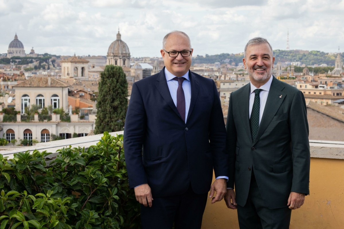 L'alcalde de Barcelona, Jaume Collboni, en una visita institucional a Roma (Itàlia), amb l'alcalde de la capital italiana, Roberto Gualtieri