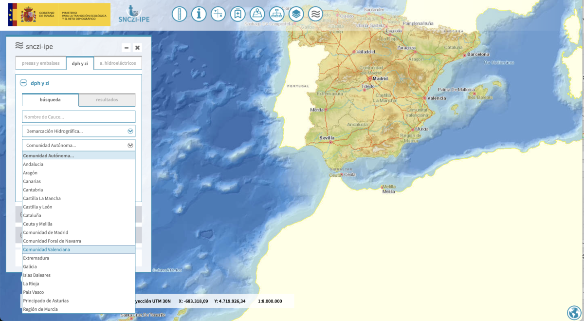 Filtros mapa zona inundable