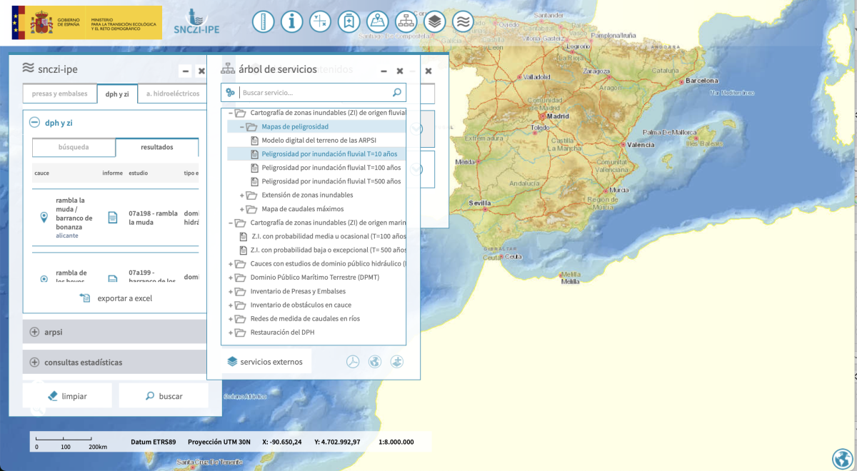 Mapa peligrosidad zonas inundables