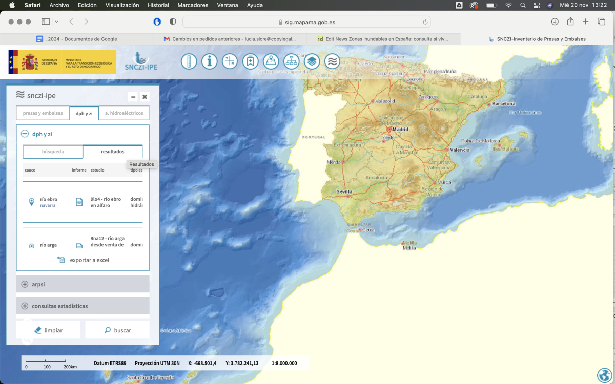 Resultados zona inundable