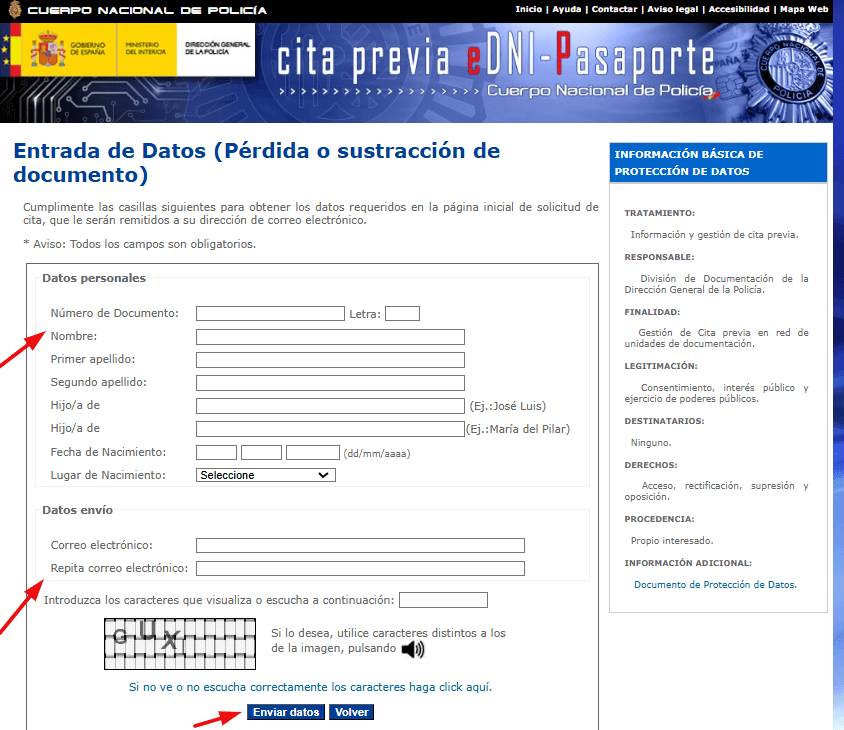 pérdida o sustracción DNI