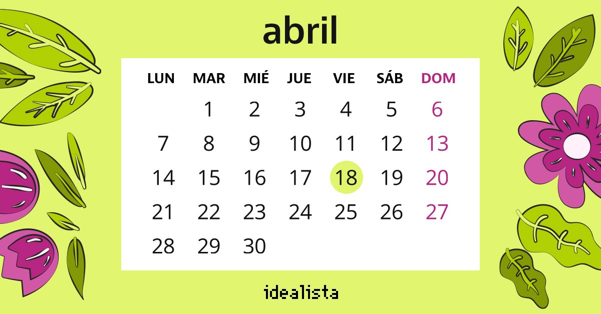 Calendario abril 2025