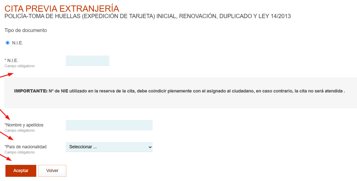 cita previa extranjería solicitada