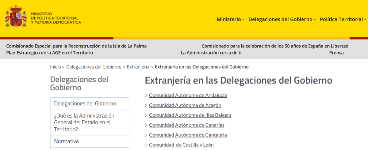 extranjería en las delegaciones de gobierno