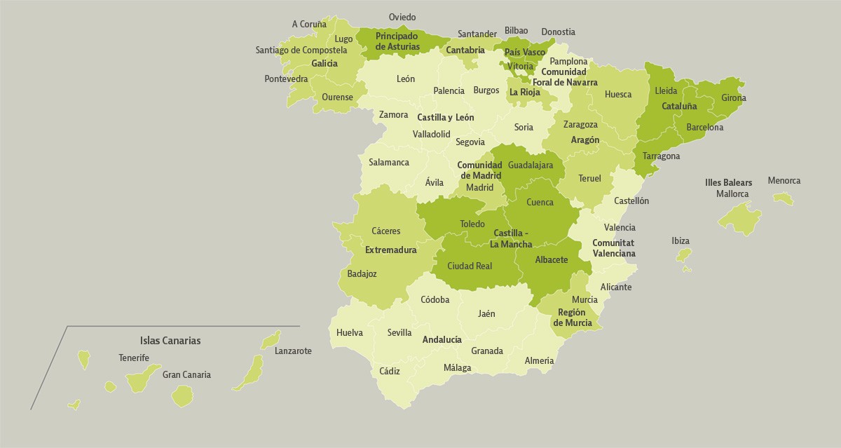 Harta Spaniei cu provincii