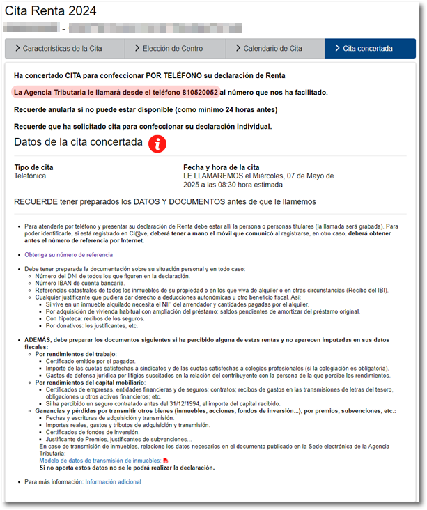 Información declaración renta por teléfono