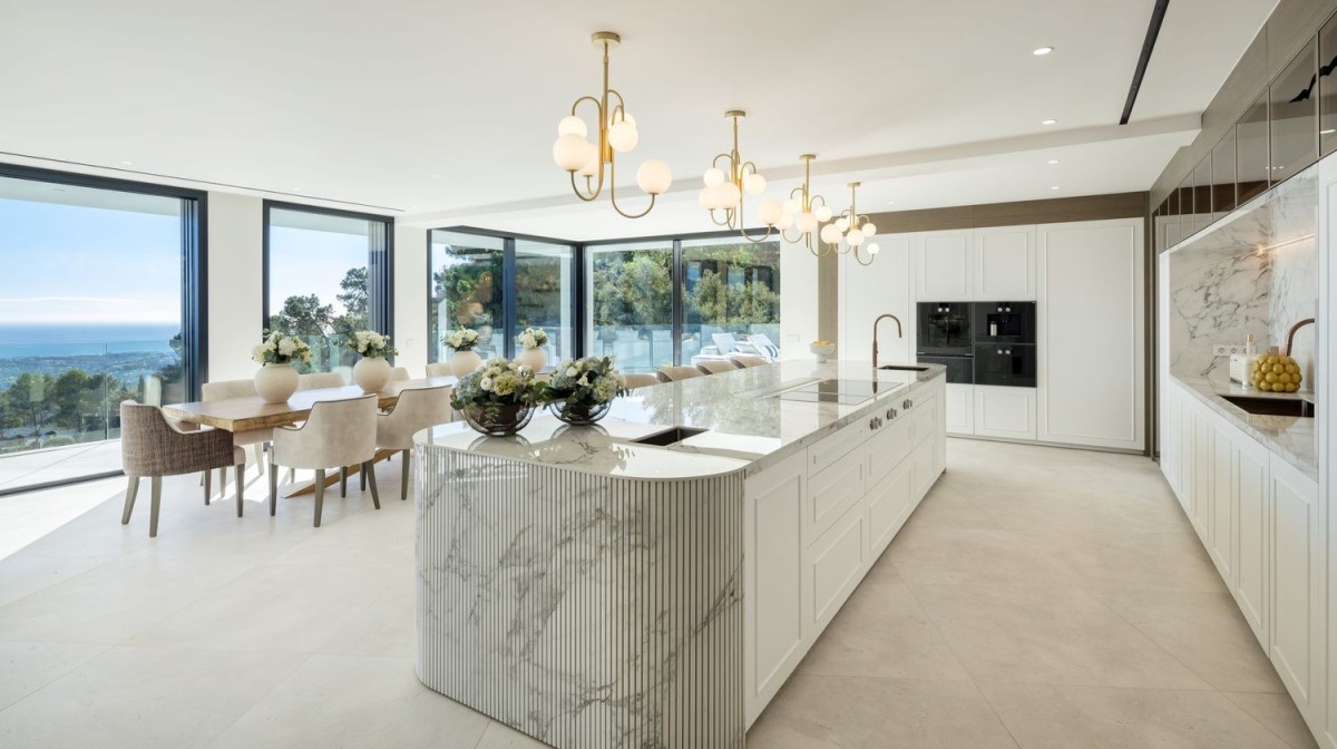 Chef's kitchen with views