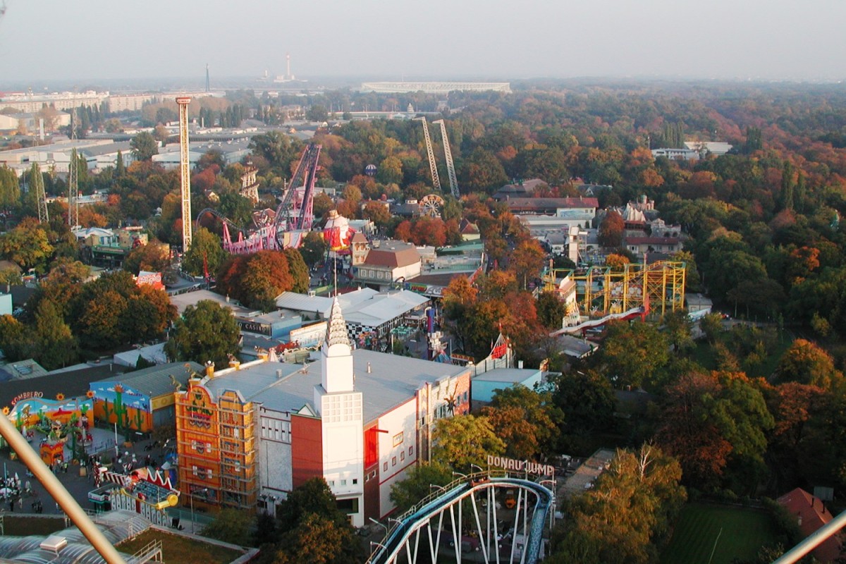 Vista del parque de atracciones de Prater, en Viena.
