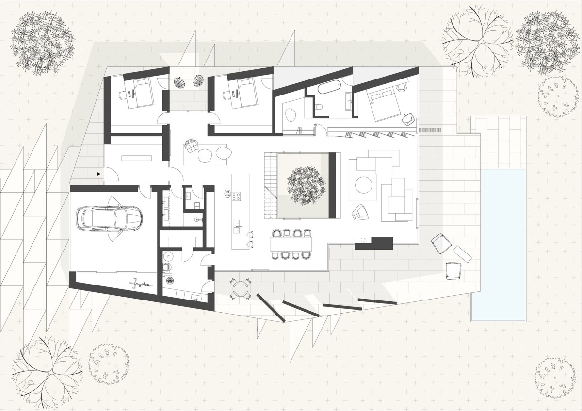 En el plano se aprecia a la perfección el diseño con branquias de pez.