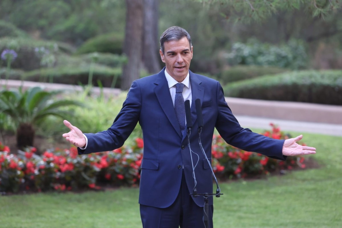 Economía-AM- Sánchez defiende ante Prohens la intervención del mercado de vivienda: "Esa es la línea y no la del Govern" El presidente del Gobierno, Pedro Sánchez, este martes en Marivent.