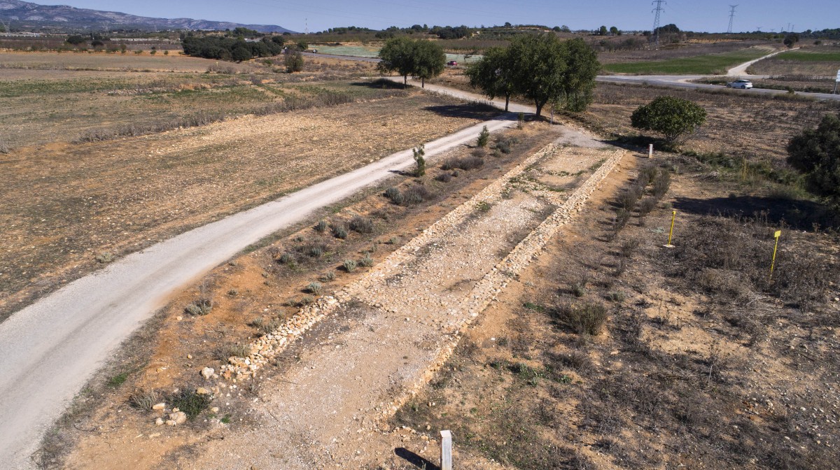 Restos de la Vía Augusta en Benlloch (provincia de Castellón) tras su excavación y recuperación.
