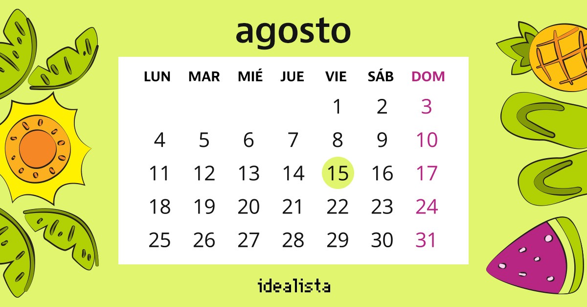 Calendario agosto 2025