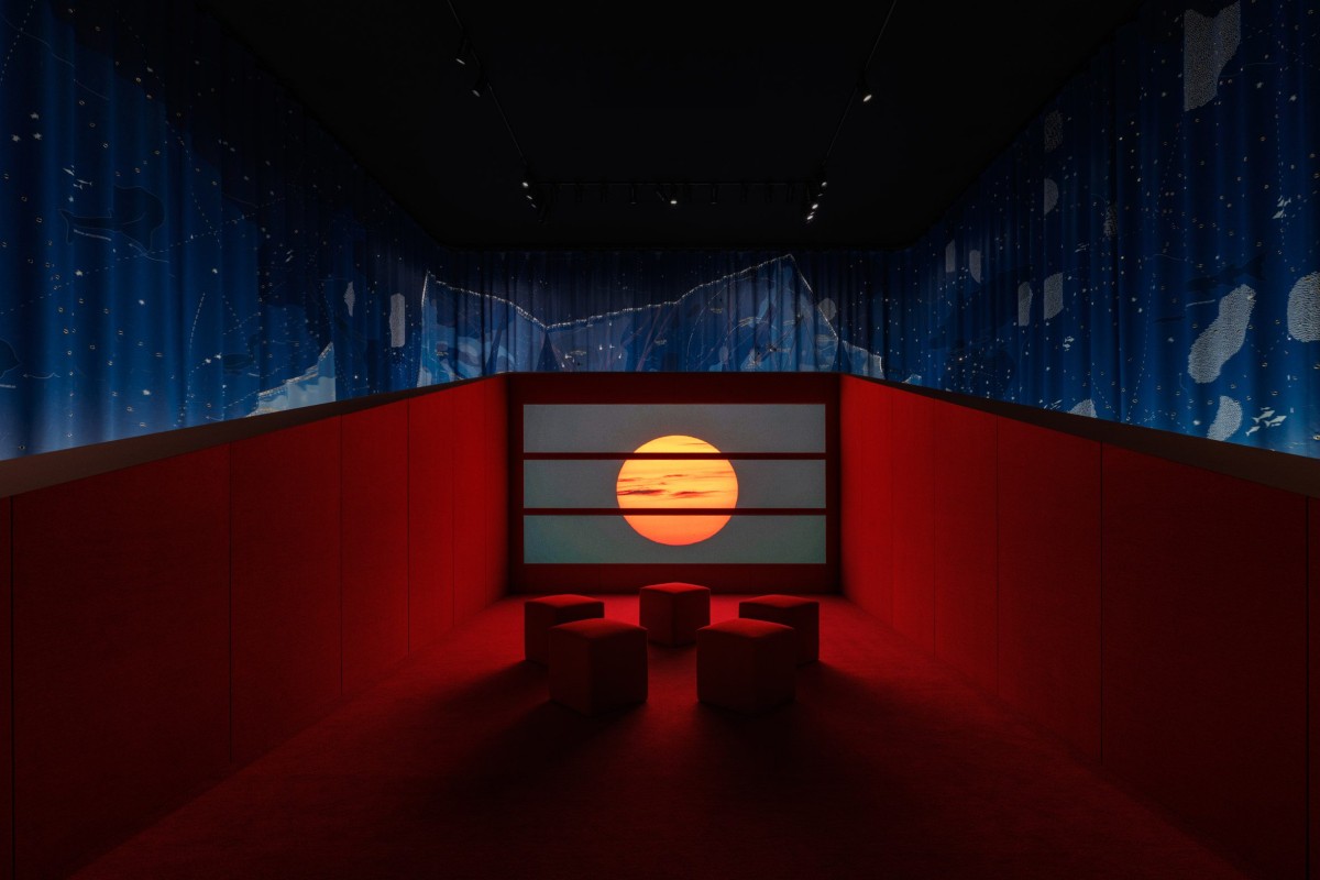 El interior del pabellón alberga una exposición sobre la historia de Catar a través de su costa.