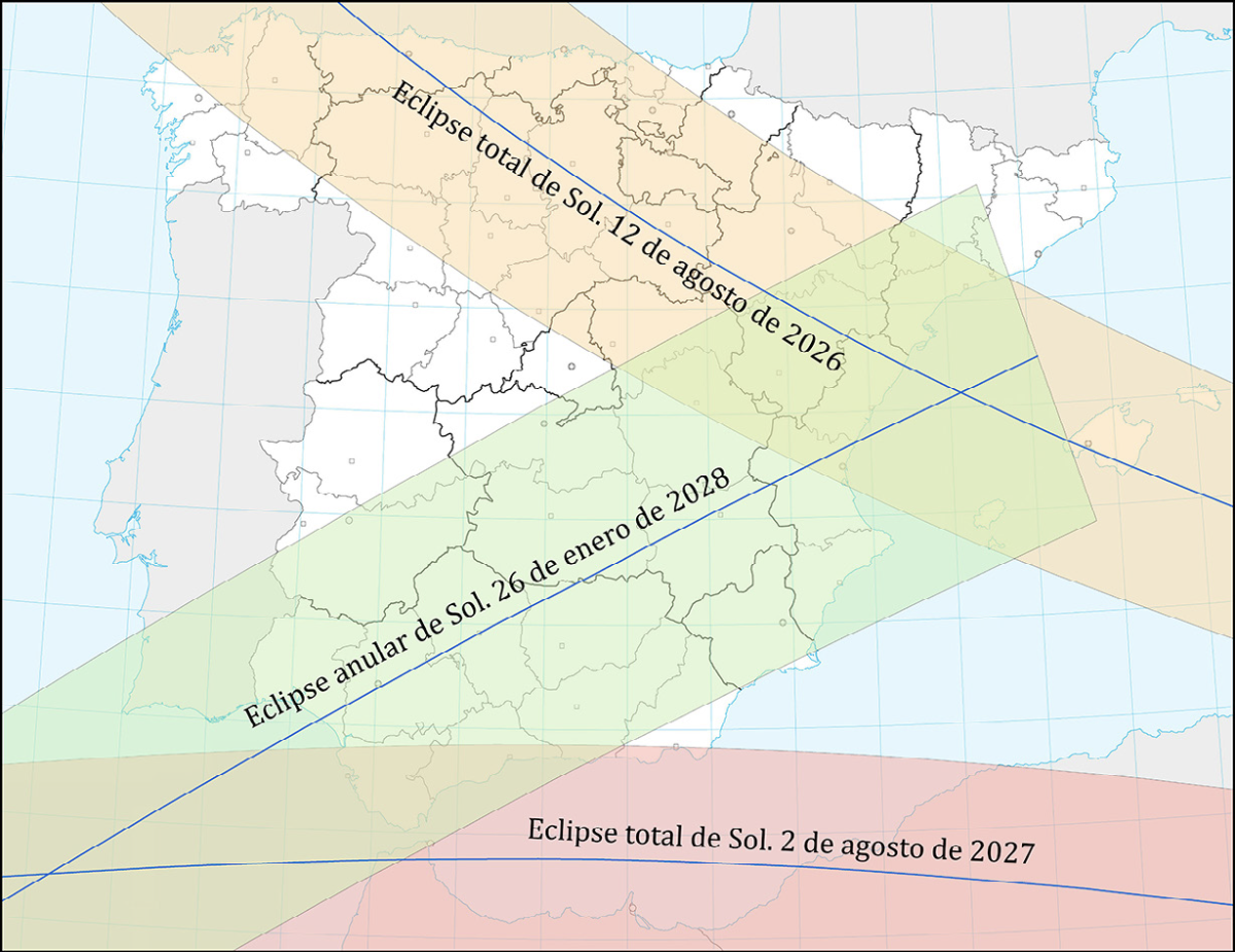 Carte des éclipses solaires 2026 2027 2028