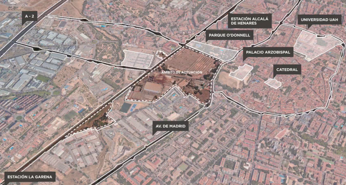 Ámbito de desarrollo del nuevo ecobarrio de Alcalá 