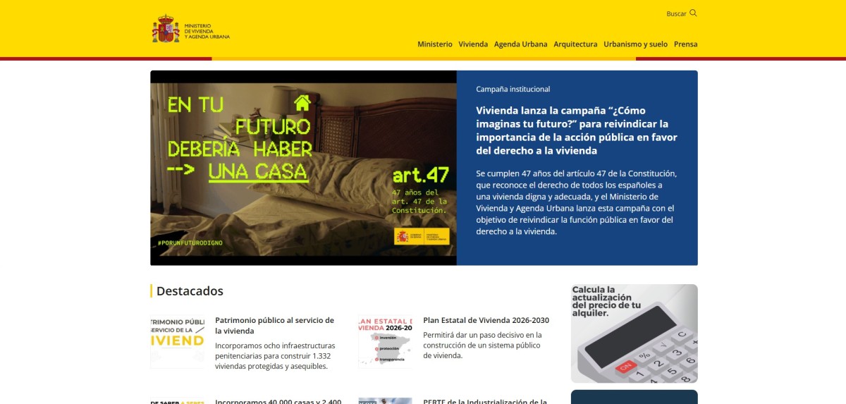 Página web oficial del Ministerio de Vivienda y Agenda Urbana
