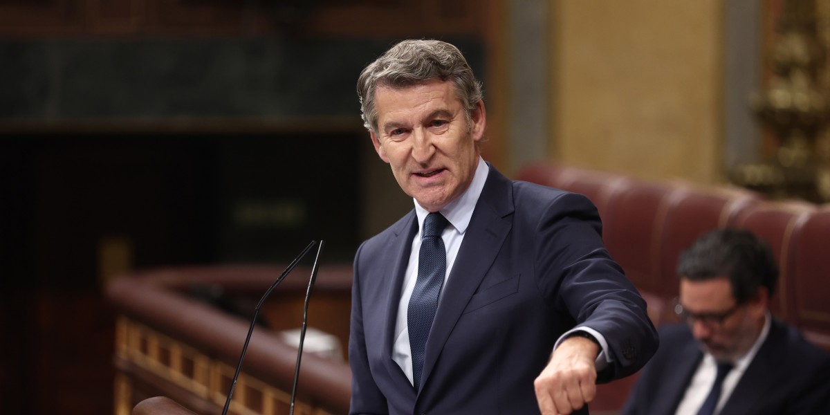 El presidente del Partido Popular, Alberto Núñez Feijóo, en el Pleno del Congreso 