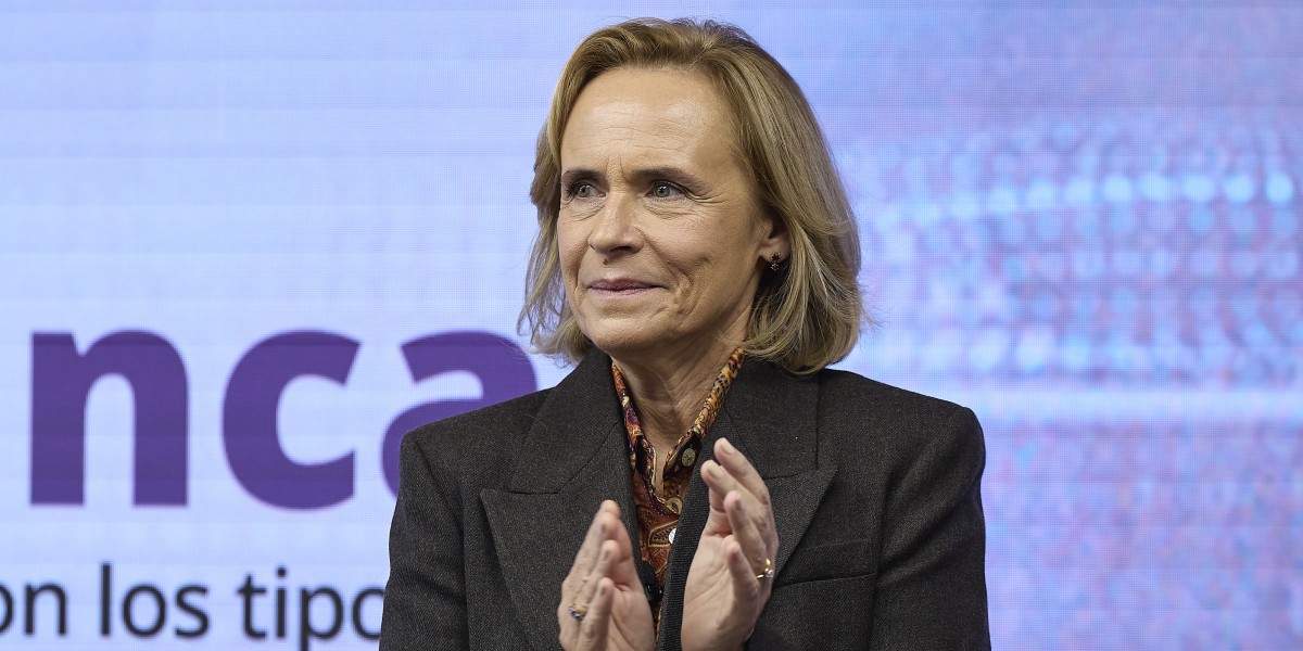 La consejera delegada de Bankinter, Gloria Ortiz, durante el VIII Foro Banca, a 25 de noviembre de 2025, en Madrid (España).