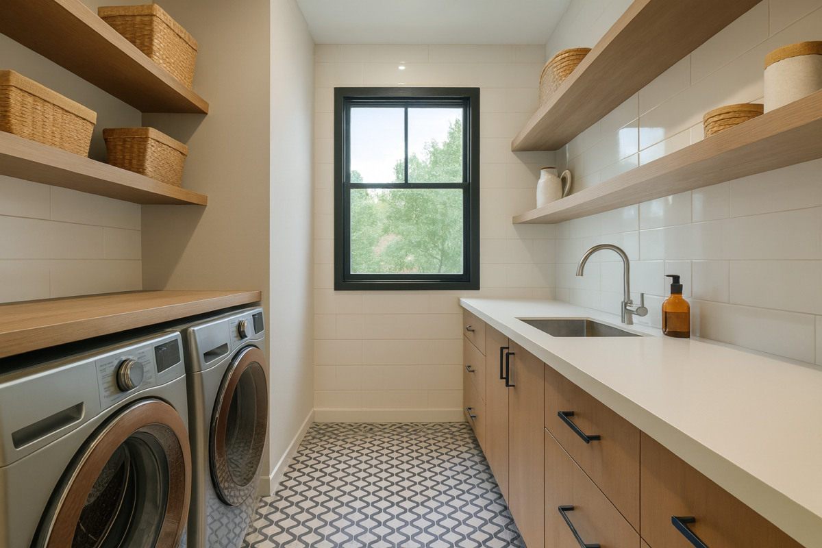 Zona de lavado en cocina estrecha