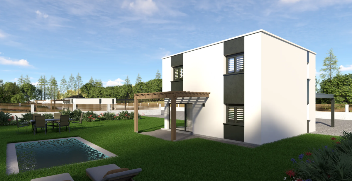 Casa prefabricada de dos pisos por 150.000 euros