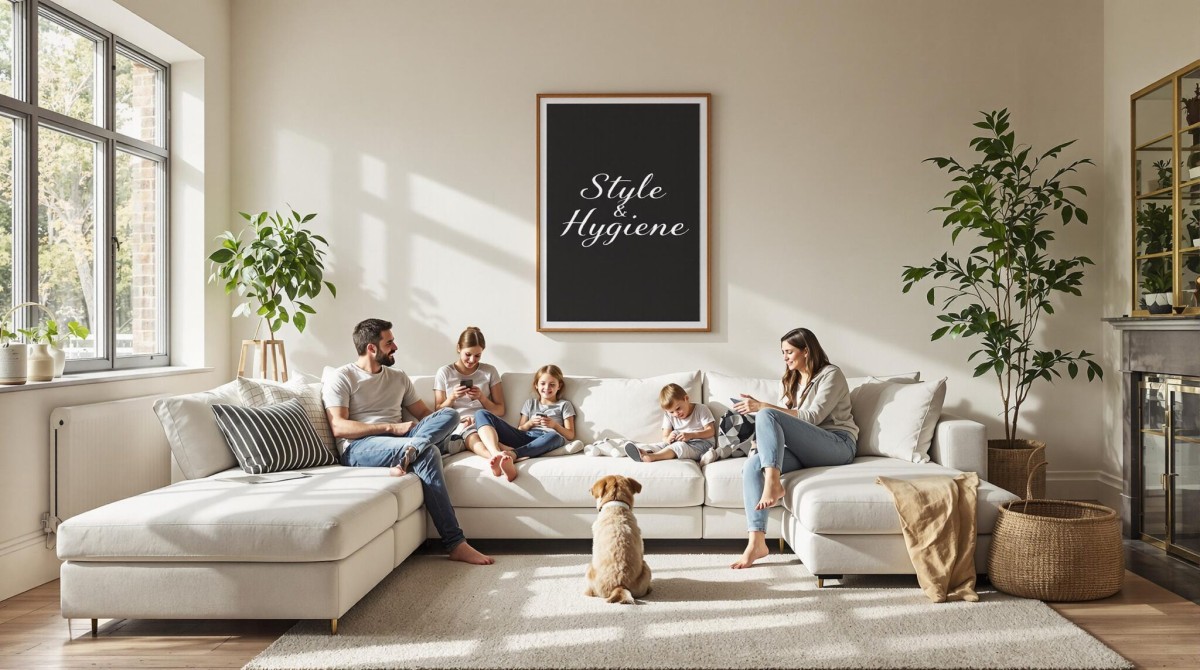 sofá amplio en tonos neutros