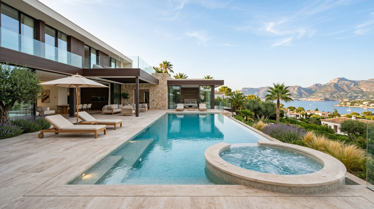 Piscina con jacuzzi