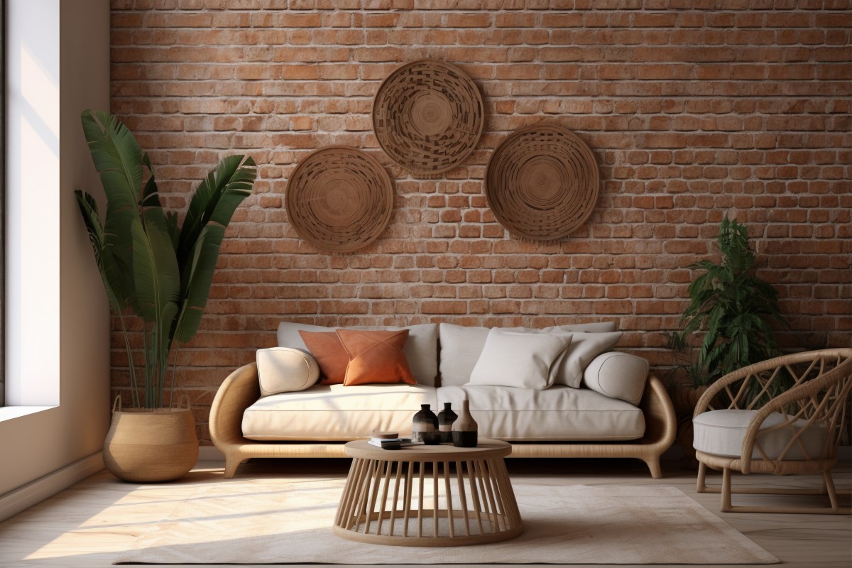 Sala de estar com sofá e decoração