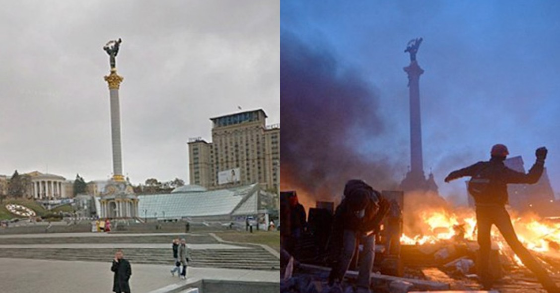 Las impactantes imágenes de kiev antes y después de los disturbios (fotos)
