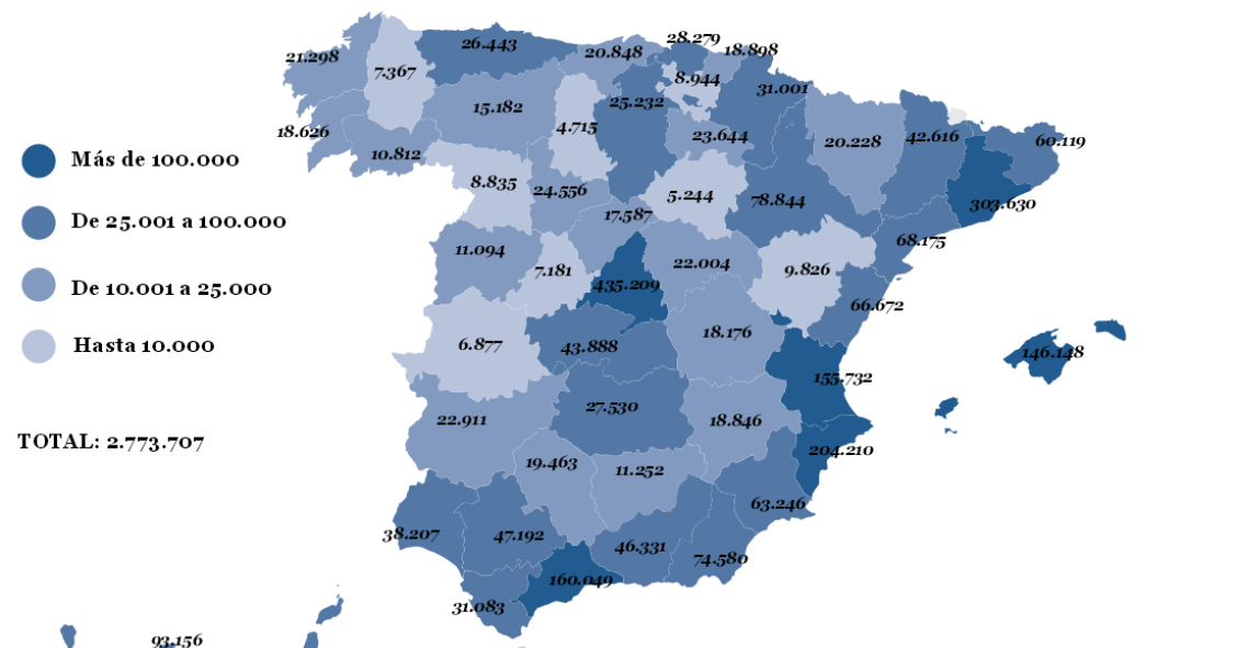 Imagen del día: El mapa de los inmigrantes comunitarios en España 