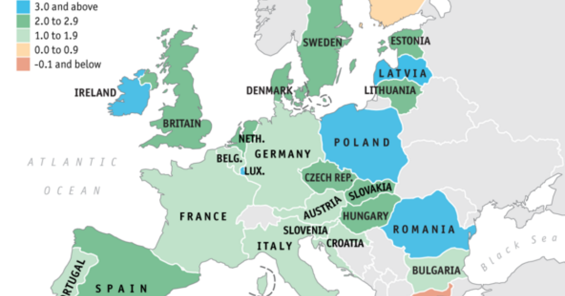 Previsiones del PIB de los países de la UE para 2016