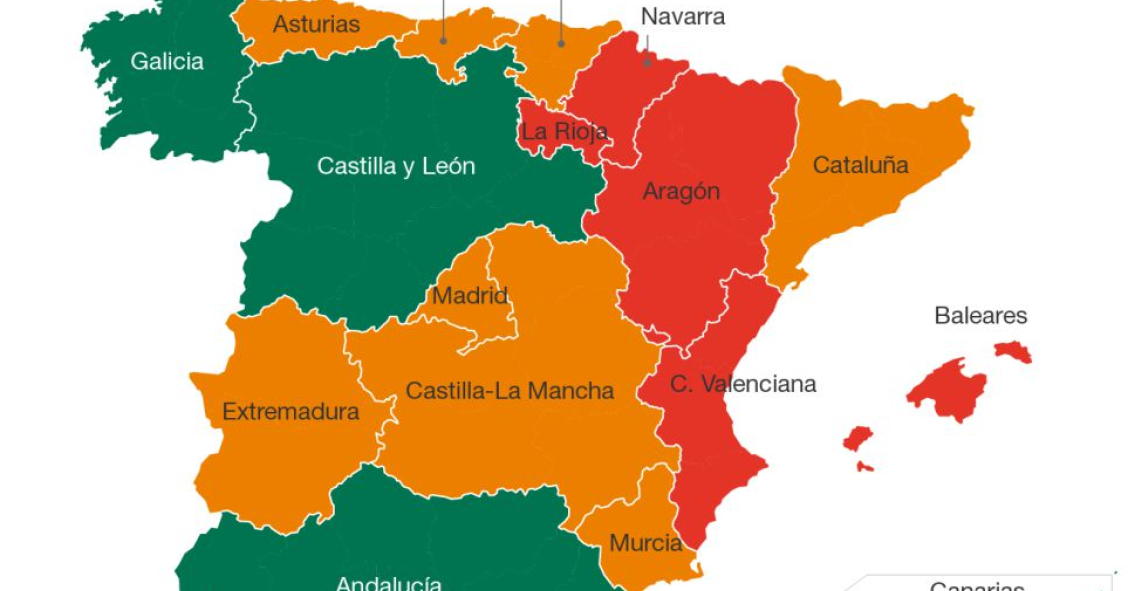 Imagen del dia: mapa de los cambios fiscales que aplicarán las autonomías en 2016