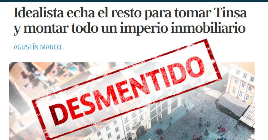 idealista no está en el proceso de compra de Tinsa