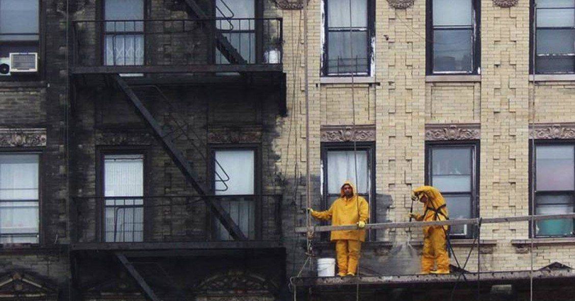 Limpieza fachada edificio de nueva York