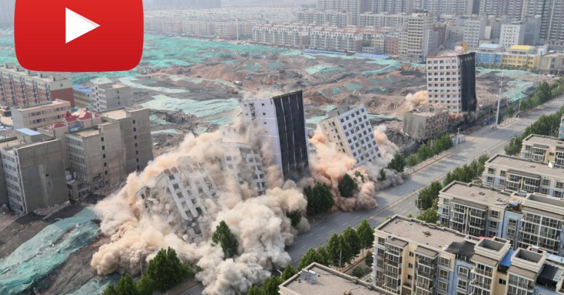 Una gran demolición controlada en China: 36 edificios en apenas 20 segundos